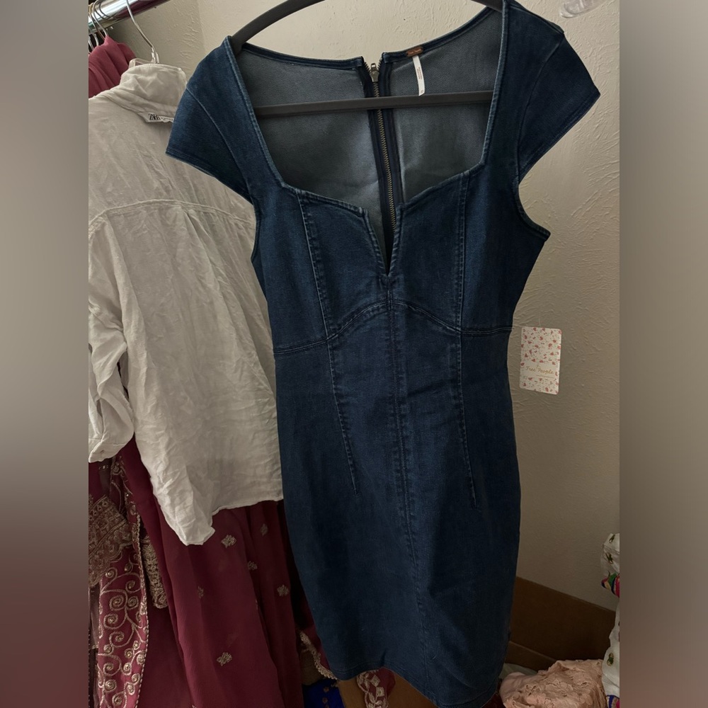 BNWT free people denim dress xs.